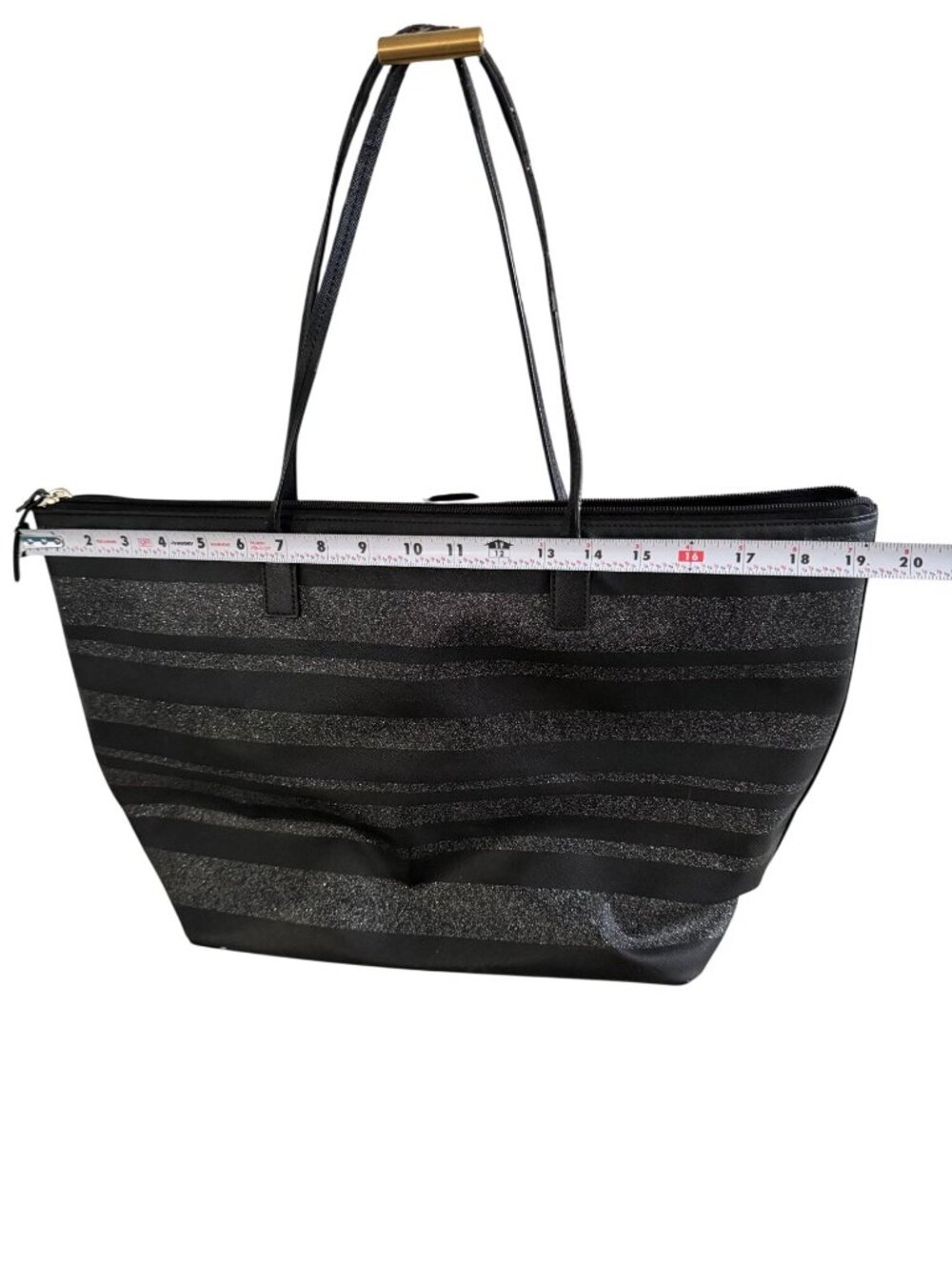 KATE SPADE Black Silver Saffiano Leather Glitter Tote Bag - Picture 7 of 13